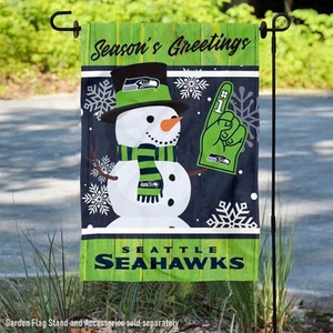Seattle Seahawks Holiday Winter Snow Official Garden Yard Banner Flag - Picture 1 of 5