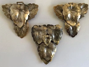 Vintage Art Deco 3 Piece Layered Leaves Fur Clip & Belt Buckle Set - Picture 1 of 7