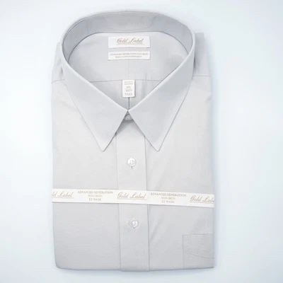 Camisa Roundtree & Yorke Etiqueta Dorada 15-33 AJUSTE CEÑIDO Gris Sin Planchar Nueva con Etiquetas Foto 1 de 4