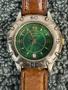 Vintage Anne Klein Womens Watch 10/1122-3 Brown Leather Band Green Dial New Batt - Picture 1 of 4