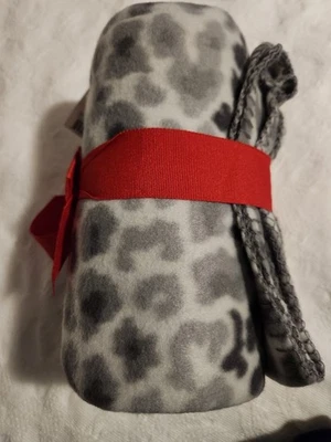 Cannon Gray Leopard Print Fleece 50"x60" Throw Blanket, NWT - Image 1 of 3