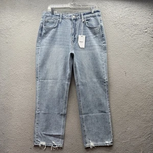 Neu mit Etikett Vervet Norah Boujee High Rise Straight Jeans Zip Fly blau distressed Größe 30 - Bild 1 von 20