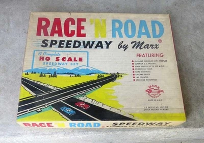 Louis Marx & Co. Race ’N Road Speedway – HO Scale Slot Car Set Empty Box Only - Image 1 of 4