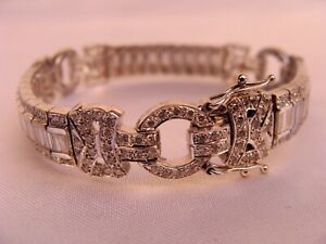 MAGNIFICENT FRENCH 1950'S 18K WHITE GOLD DIAMOND BRACELET 'MUST SEE'