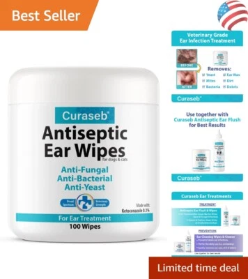 Vet Recommended Cat & Dog Ear Wipes – Clean & Deodorize with Melon Scent - Image 1 of 4