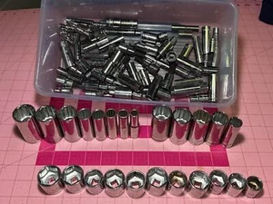11+lbs Blue Point Socket Lot Shallow Deep Metric SAE Good Condition No Rust - Bild 1 von 5