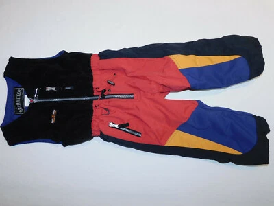 OBERMEYER SKI SNOW BIBS PANTS DURABLE FLEECE UPPER I GROW BLACK BLUE RED BOY'S 4 - Image 1 of 4