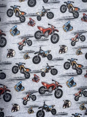 Softshell Kinderstoff Regenstoff Digitaldruck Motorrad grau ab 50 cm - Bild 1 von 3