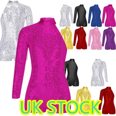 ~Girl Jazz Dance Performance Costume Sparkle Sequins Ballet Leotard Jumpsuit - Image 1 of 3