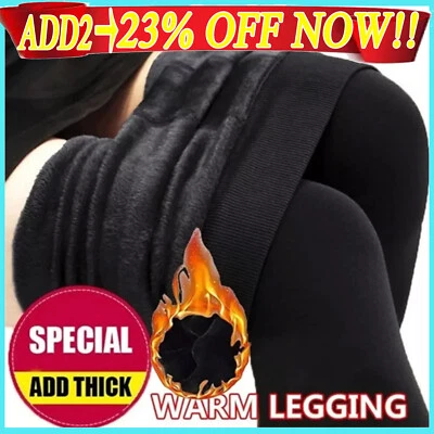 Thermal Leggings Thick Winter Ladies Fleece Lined Warm High Waist Tummy Control~ - Image 1 of 4