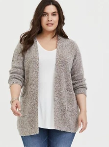 Torrid Marled Woolen Fuzzy Knit Cardigan Grey Colorful 3X #12534244 Plus - Picture 1 of 11