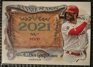 2022 Topps Allen & Ginter #BS-46 Bryce Harper 2021 NL MVP Philadelphia Phillies - Picture 1 of 2