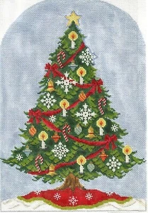 Needlepoint Handpainted Christmas Kelly Clark Christmas Tree 8x11 - Picture 1 of 4