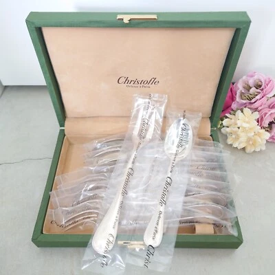 Christofle Perles BRAND NEW 12pcs Silverplate Flatware Coffee Spoon Cake Fork - Image 1 of 4