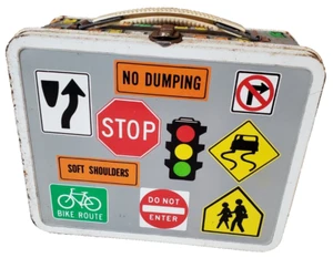 Highway Signs Vintage Metal Lunchbox. 2nd Version. Roadways. Travel. Stop. 1972 - Picture 1 of 9