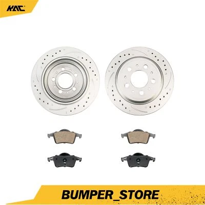 Rear Drilled Slotted Brake Rotors + Ceramic Pads 288mm For Volvo S60 XC70 V70 - Image 1 of 4