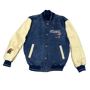 Vintage Kansas University Leather Letterman Jacket Size M Global G-111 Leather - Picture 1 of 11