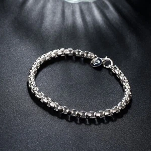925 Sterling Silver Charm Round Bangle Women's Fashion Bracelet DLH157 - Picture 1 of 2