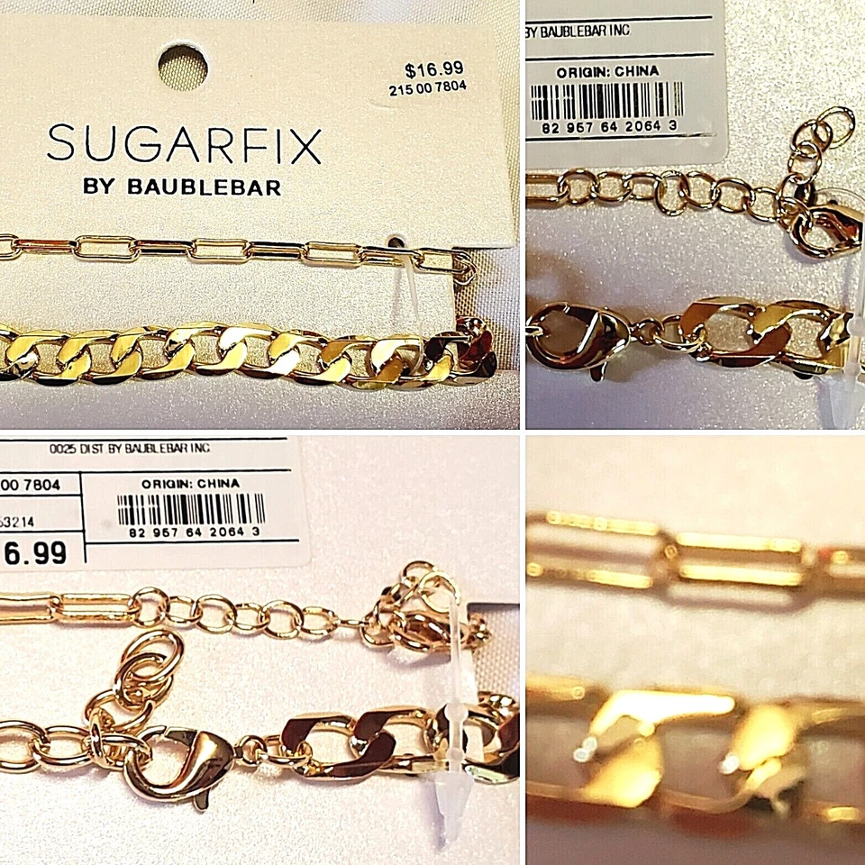 SUGARFIX BY BAUBLEBAR GOLD LINK CHAIN BRACELET 2 PC SET......