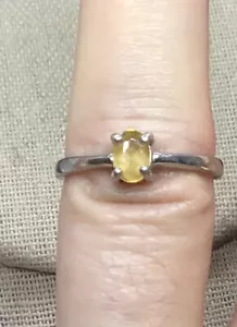 Sterling Silver 925 Citrine Stone Ring Sz 7 X735 - Picture 1 of 5