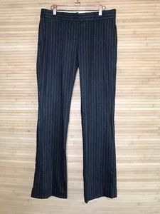 Y2K Theory sz 10 dark gray and tan pinstripe wool blend wide leg trousers - Picture 1 of 8