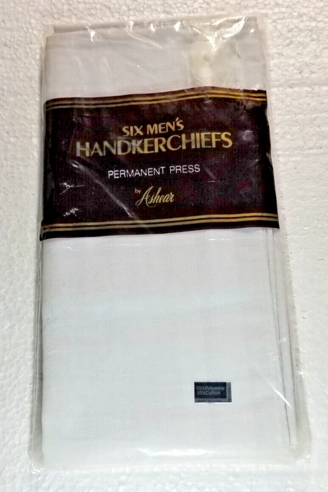 Мужские носовые платки постоянный пресс упаковка 6 штук классический белый новый Ashear - Изображение 1 из 3