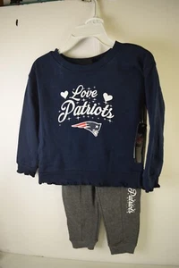 L youth NWT NFL NEW ENGLAND PATRIOTS blue gray 2 Pc longsleeve sweatpants . Soft - Picture 1 of 4
