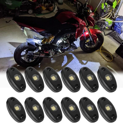 For Kawasaki Z125 Pro Z400 Z750 Z800 Z900 Z1000 White 12 Pods LED Rock Light Kit - Image 1 of 4