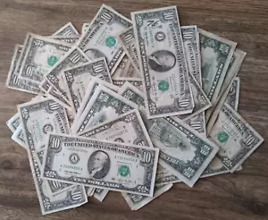 1x Random Circulated Old Design (Small Head) Ten Dollar Bill ($10) , 1985-1995 - Picture 1 of 2