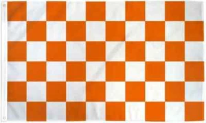 Orange & White Checkered 3x5ft Poly Flag Auto Checkered Racing Dealership Flag - Picture 1 of 4