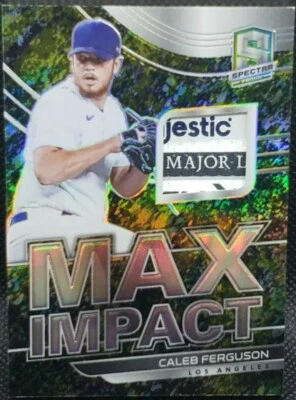 CALEB FERGUSON 2021 Panini Spectra Jersey LAUNDRY TAG LOGO PATCH Splatter SP 1/8 - Image 1 of 2