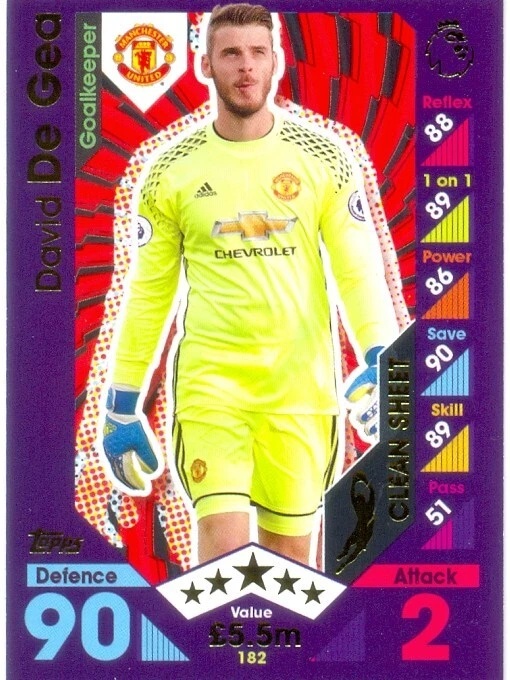 2016/2017 Topps Match Attax Card 182 David De Gea-CLEAN SHEET -Manchester United - Image 1 of 1