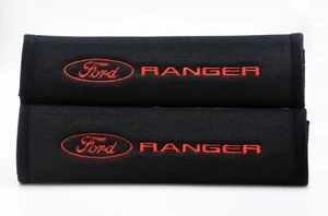 2 pcs (1 PAIR) Ford Ranger Embroidery Seat Belt Cover Pads (Red on Black) - Picture 1 of 1