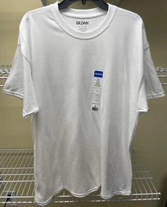 Gildan Unisex Adult Short Sleeve 100% Cotton Preshrunk White T-Shirt X-Large New - Picture 1 of 6