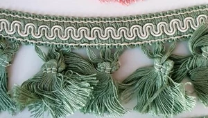 Passamaneria Frangia Verde Bianca Cipollina cuscini tendaggi tappezzeria. Sconto - Imagen 1 de 1