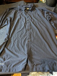 Nike Club Men's Full Button-Down Short-Sleeve Shirt Large Navy Blue Bowling Golf - Picture 1 of 13