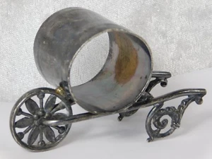 ATQ VICTORIAN PAIRPOINT WHEELBARROW FIGURAL SILVERPLATE NAPKIN RING - Picture 1 of 11