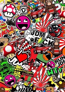 3 x A4 Sticker Bomb sheet Euro Vinyl Decal Wrap Car Van Laptop Japan Drift - Picture 1 of 1