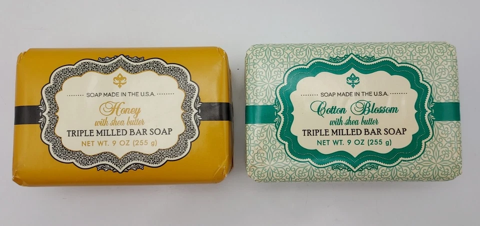 Sabonete em barra triplo fresado manteiga de karité Fall River 2 CST flor de mel e algodão EUA - Imagem 1 de 4