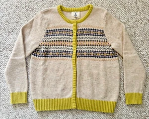 Lands' End Fair Isle Cardigan Sweater Girls Size Large 6X Multi-Color Snap Close - Picture 1 of 9