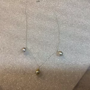 NWT Sterling Silver 4 ~ 11mm CFW Golden South Sea Pearls Necklace - Picture 1 of 4