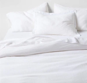 Crate & Barrel Natural Hemp Fiber King Duvet Cover 96”x106” Crisp White NEW! - Picture 1 of 3