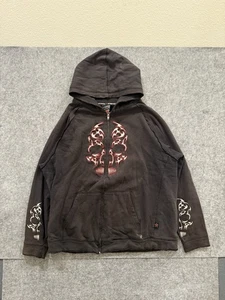 Y2K Top Heavy Tribal Skull Hoodie Trashed Faded Worn By Jesse Pinkman Size XL - Picture 1 of 10