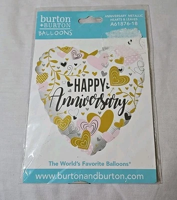 Anniversary Metallic Hearts & Leaves Heart Shape 17" Foil Balloon  - Image 1 of 2