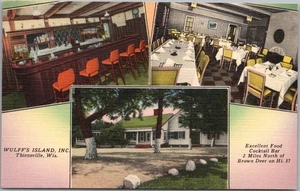 THIENSVILLE, Wisconsin Postcard WULFF'S ISLAND Restaurant & Bar / Tichnor Linen - Picture 1 of 2