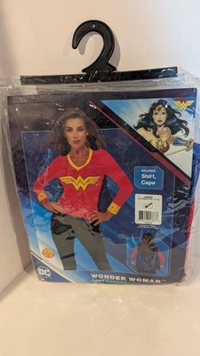 Wonder Woman Halloween Costume Shirt with Cape Size Large 14-16 Adult NEW - Image 1 of 4