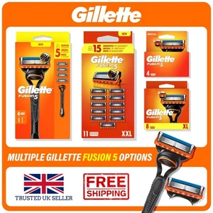 5 asas de afeitar y cartuchos de recarga Gillette Fusion - 100 % genuinos - Imagen 1 de 11