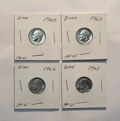1960, 1961, 1962, & 1963  US Silver Proof Roosevelt Dimes - Image 1 of 4