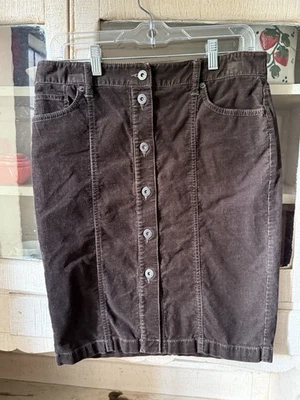Ann Taylor лофт коричневый вельвет кнопка спереди юбка женский размер 4 - Изображение 1 из 3