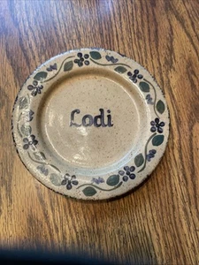 THREE RIVERS POTTERY AMY Hand Painted 1993 Spongeware Plate 7”Ohio “Lodi” - Picture 1 of 5